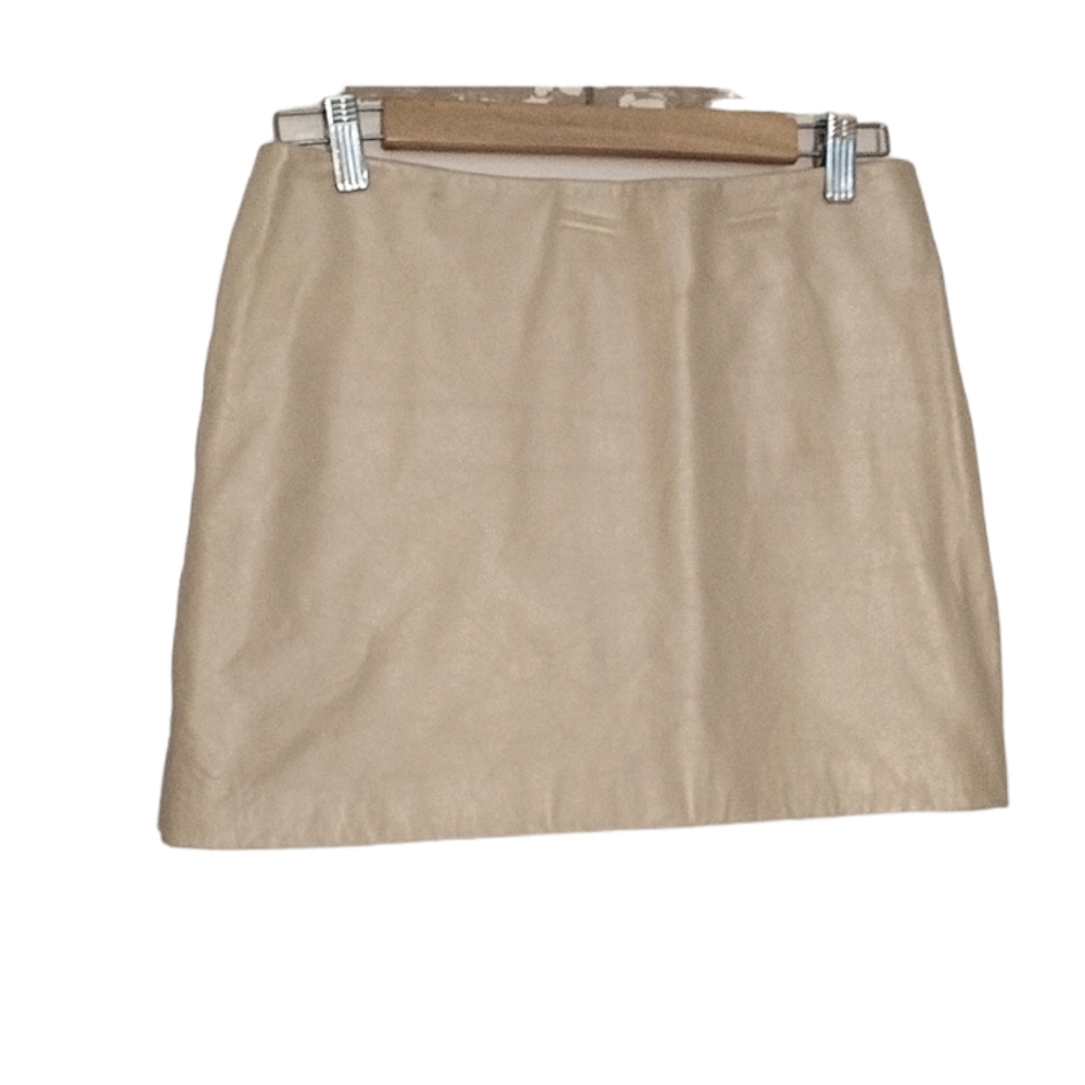 Vintage Gapelle metallic beige genuine leather mini skirt size 4 small women's
